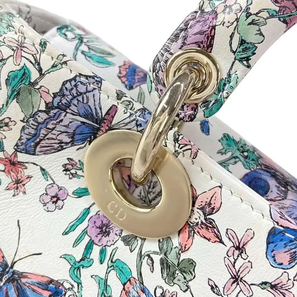 Christian Dior Lady D-Joy Bag Small/Lady D-Joy Handbag White Multi Pink